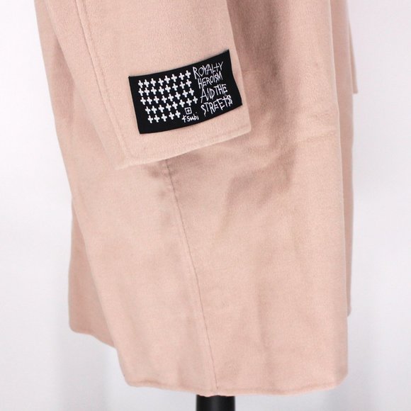 Ksubi Mogul Stone Coat Felted Wool Blend Unlined Collared Tan Long XXL 2XL NEW - Picture 4 of 9